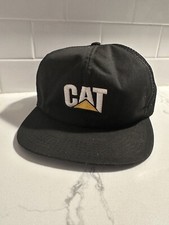 Vintage Corduroy Cat Snapback Hat Black Tonkin Made in USA Caterpillar