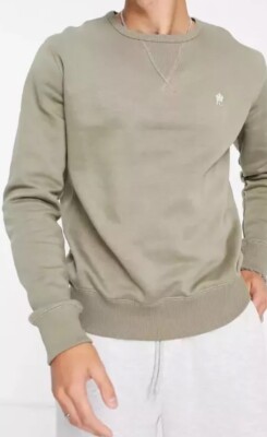 Mens French Connection Crew Neck Light Khaki Sweatshirt Size Small