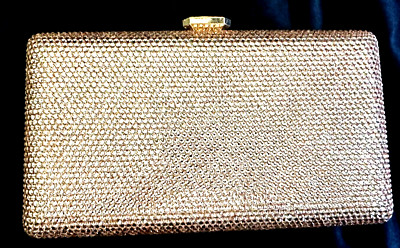 New rose Gold Austrian Crystal Evening Clutch Hand Bag- Fits Iphone