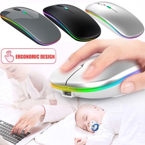 LED PC Maus Kabellos Funkmaus 2.4G Bluetooth USB Aufladbar Notebook Laptop Mouse - Bild 2 von 24