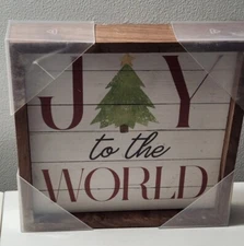 Joy To The World Tree Holiday Sign 9 x 9