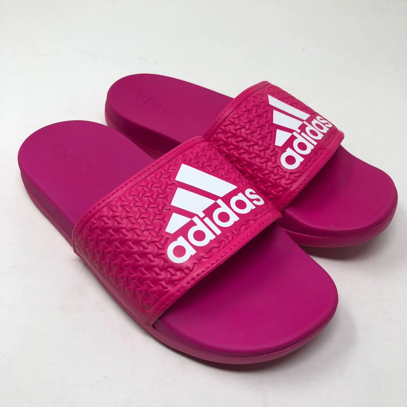 Scarpa Adidas Adilette Comfort Slides Big Girls 1 Youth rosa vivo bianca slip on