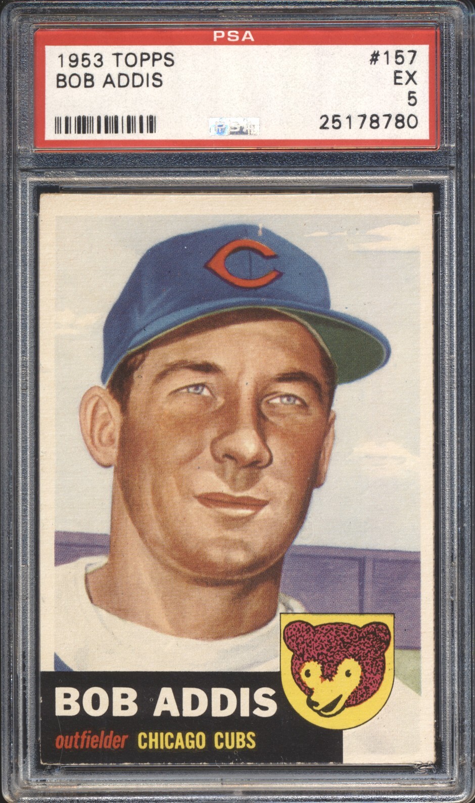 1953 Topps Baseball Bob Addis #157 PSA 5 CUBS EX