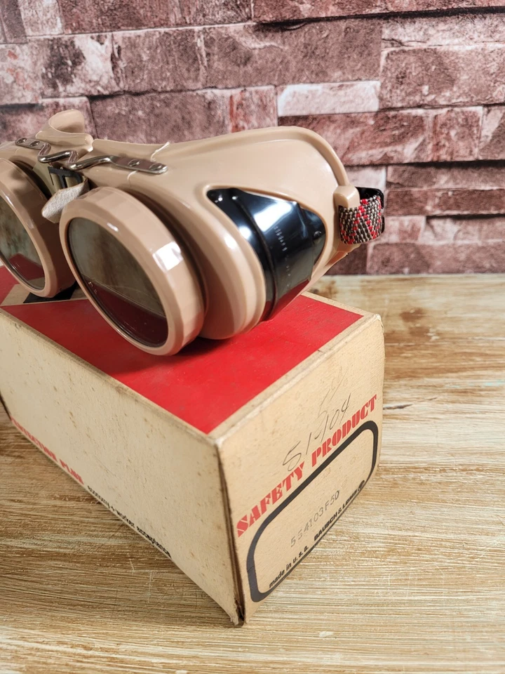 Óculos de segurança vintage Bausch & Lomb soldador óculos steampunk motocicleta - NOS - Imagem 4 de 4