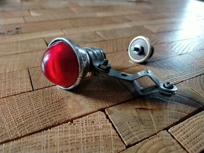 Feu Arrière Laiton Nickelé Pour Vélo Ancien - Verre D'époque - Cycles Vintage Old Bike