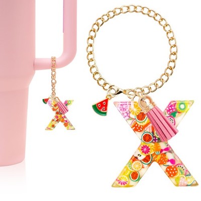 Letter Charm for Stanley Cup 40/30 oz with Handle, [Upgraded Chain] Cute Init...