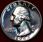 Uncirculated Proof 1963 Philadelphia Mint Silver Washington Quarter — photo 1