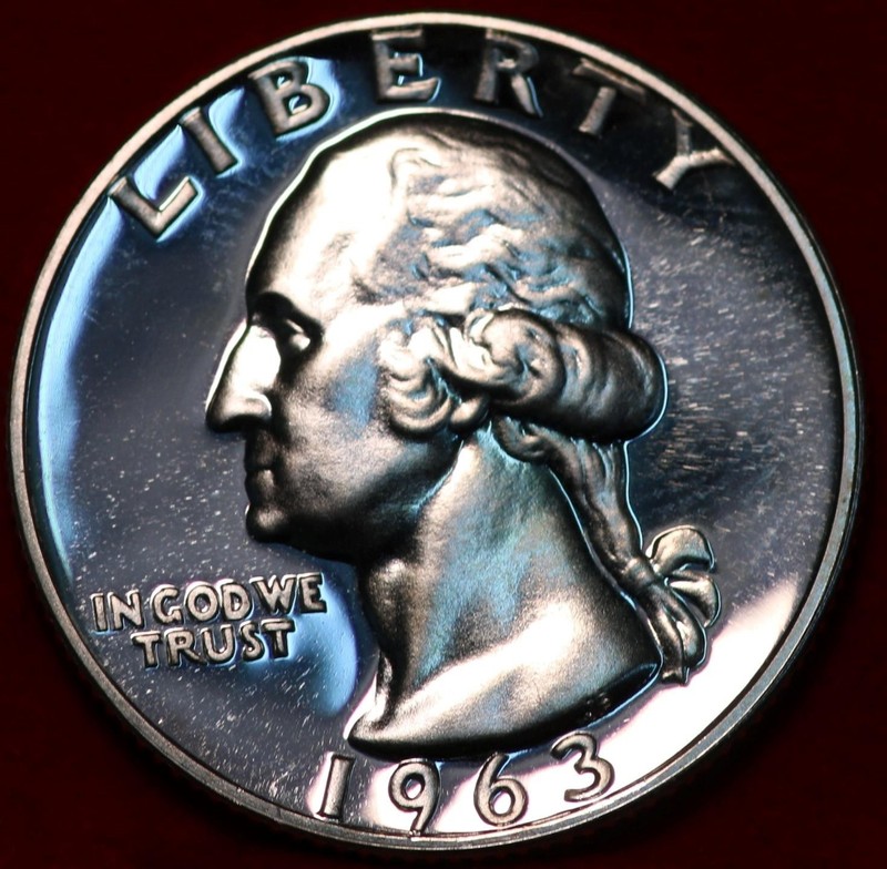 Uncirculated Proof 1963 Philadelphia Mint Silver Washington Quarter