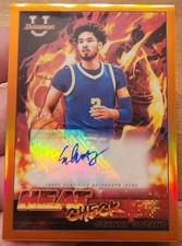 JOHNNY JUZANG 2021-22 BOWMAN UNIVERSITY CHROME RC HEAT CHECK ORANGE AUTO 3/25
