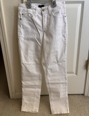 NYDJ Womens White Straight Leg Ankle Jeans Petites 00P 5-Pocket Button Zip