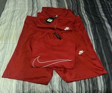 Nike Vibrant Dri Fit Red Athletic Track Suit Set With Tee
