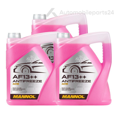 3x Kühlerfrostschutz MANNOL AF13++ Antifreeze 5 Liter Fertiggemisch -40°C rot