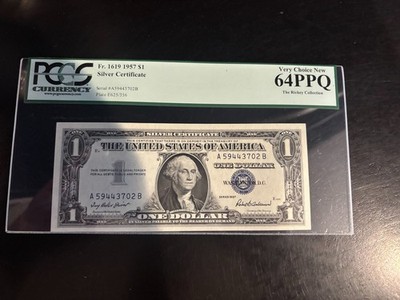 DBR $1 Bundle 1957 Silver Fr. 1619 Various Blocks all grade PCGS 64 PPQ (T35)