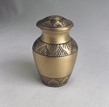 Vintage Mini Etched Brass Keepsake Sharing Token Pet Cremation Urn India 2.75"