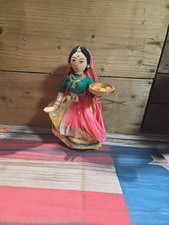 Vintage Handmade Indian Woman in Saree Traditional Wearing Doll