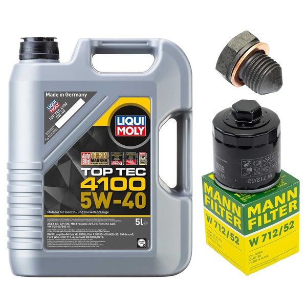 MotoröL Filter Set Liqui Moly 5W-40 5 Liter + ÖLablassschraube FüR VW Lupo 1.0-image