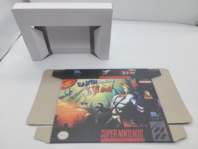 Earthworm Jim Super SNES Box Only Replacemnt Box Inserts + Clear Case