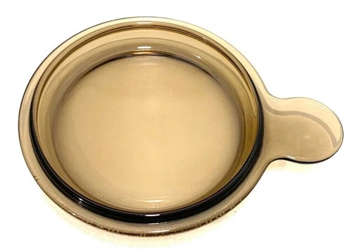 Vintage Pyrex Visions  P-240-C Replacement Lid ~ Amber Grab It Handle 6 1/2"