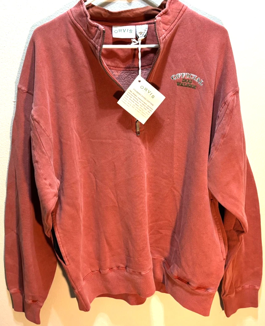 Pull Orvis homme moyen orange quart zip col pull randonnée