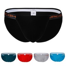 Men Cotton Sports Briefs Low Waist Solid Color Underwear for Active Wear