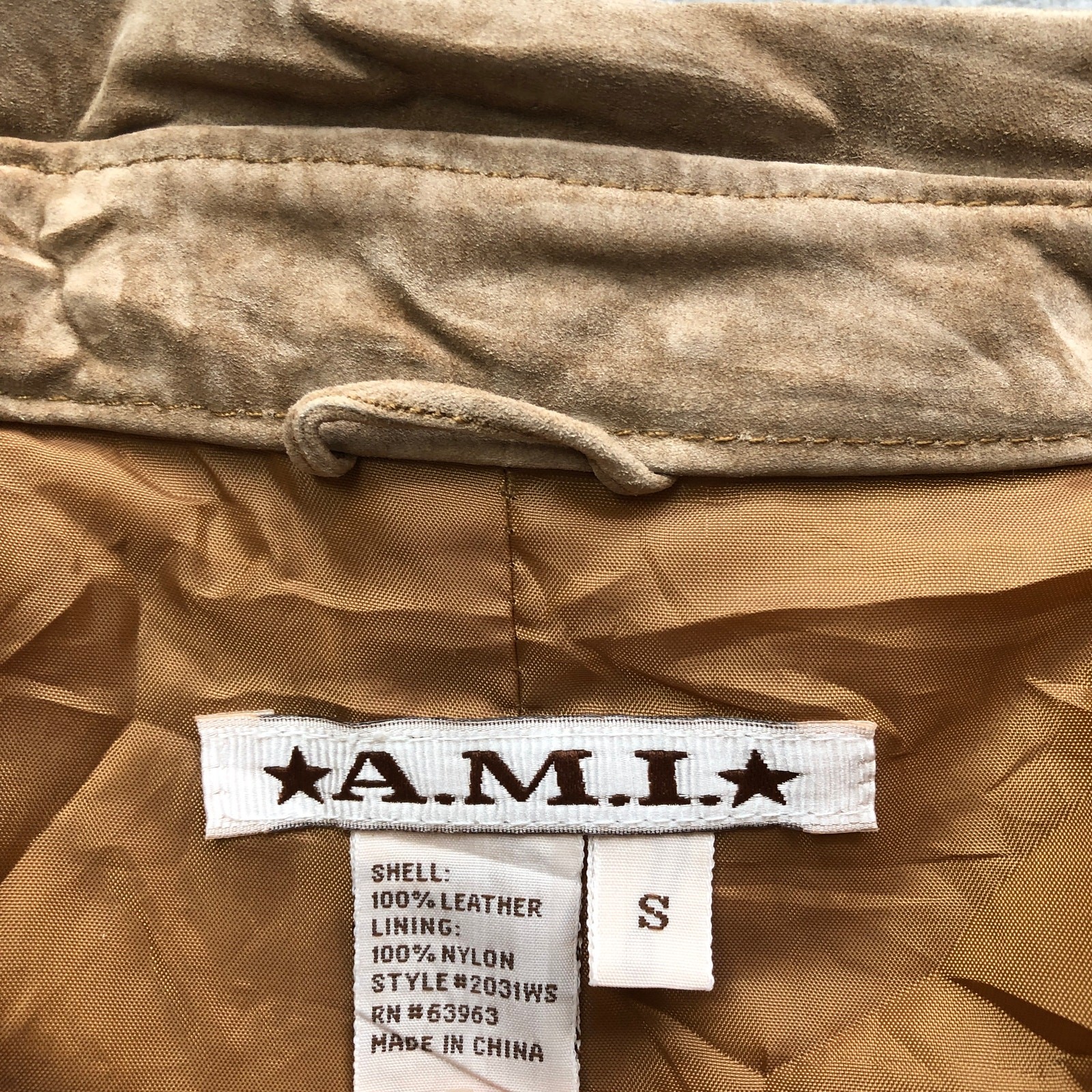 AMI Suede Leather Lined Snap Button Jacket Womens… - image 3