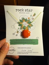 Soulku Orange Jade Necklace Yellow Nylon Cord