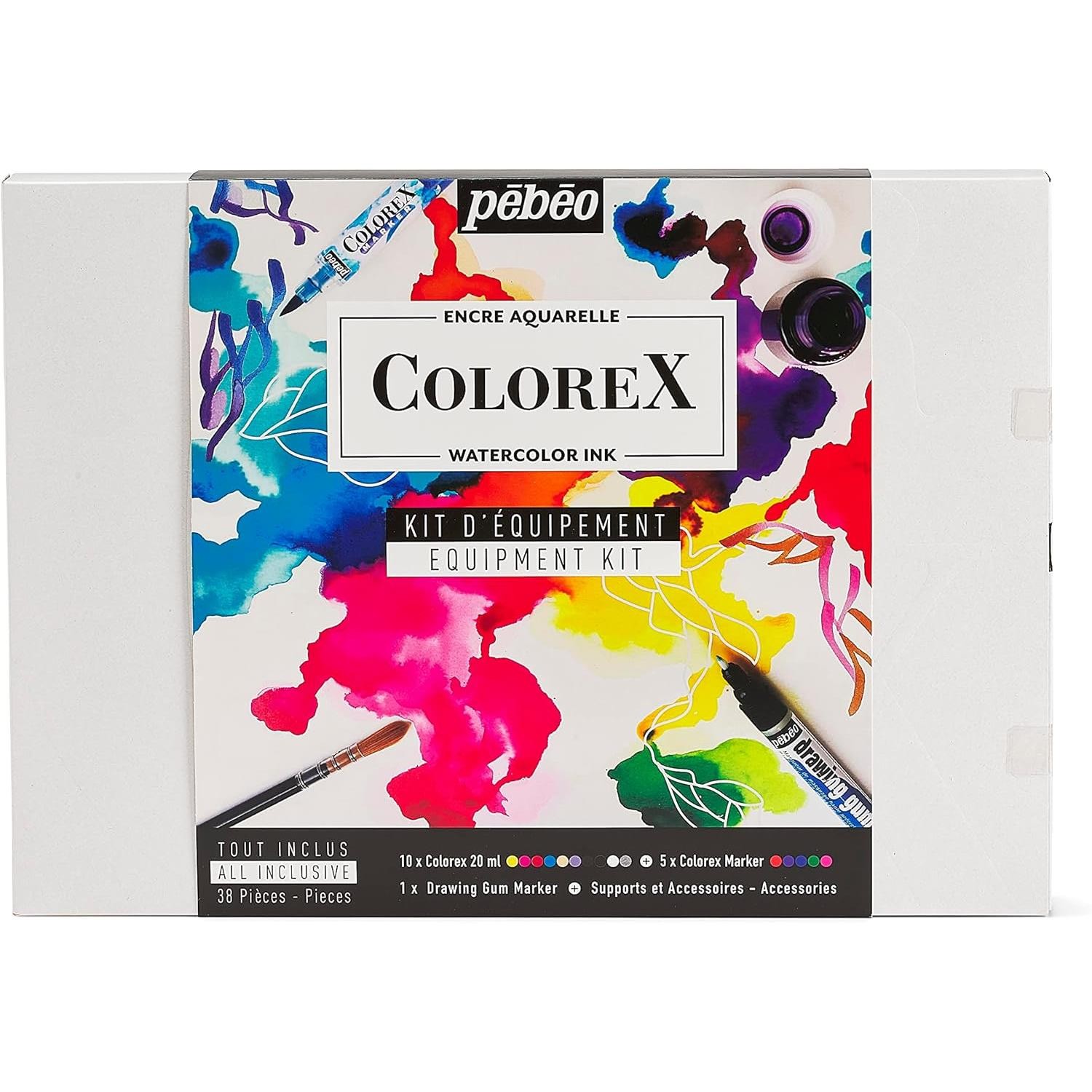 Pébéo Colorex Aquarelle Coffret Encre Dessin Encre Liquide Art 10x20ml