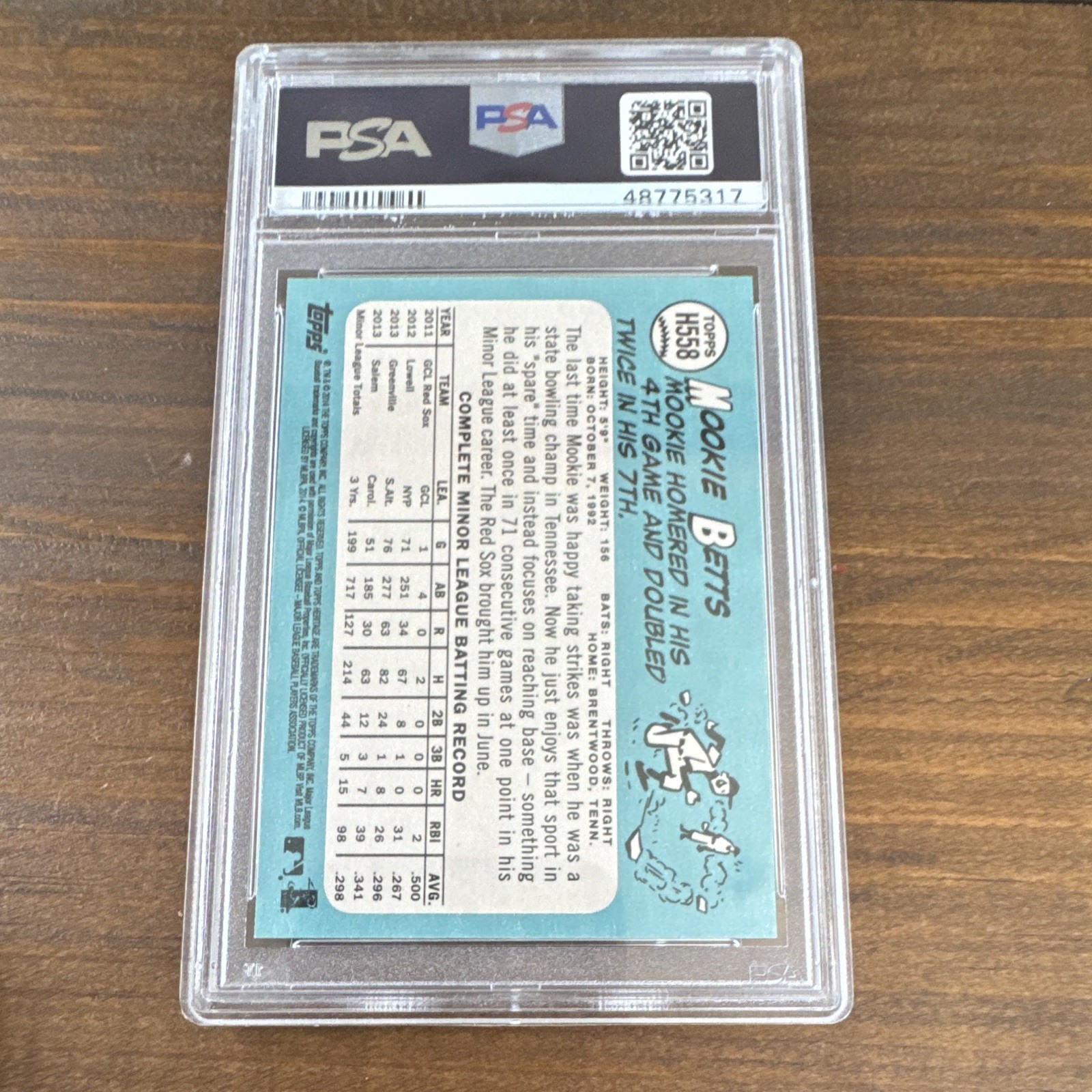 Topps 2014 Heritage High Number Mookie Betts #H558 Rookie Boston Red Sox PSA 10 view 4