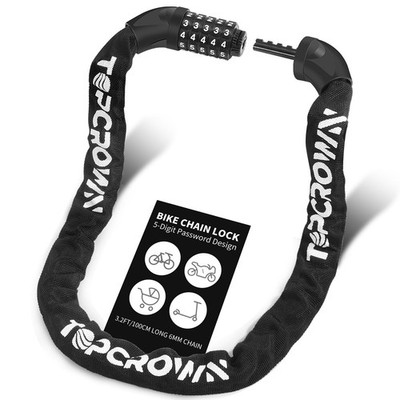 Bike Chain Lock 3.2Ft Long High Security Heavy Duty Anti Theft, 5 Digit Combi...