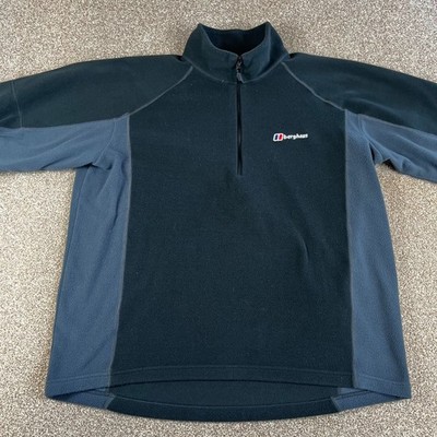 Berghaus Fleece Mens L Large Black Grey Quarter Zip Light Weight Pollover
