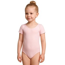 Danskin Childs M 8-10 Leotard Petal Pink Short Sleeve Scoop Neck Dance