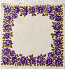 Beautiful PURPLES Vintage Floral Hankie Handkerchief
