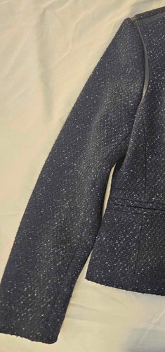 Ann Taylor Wollmischung kurze Jacke Blazer Damen Gr. 10p schwarz durchgehender Reißverschluss Karriere - Bild 7 von 8