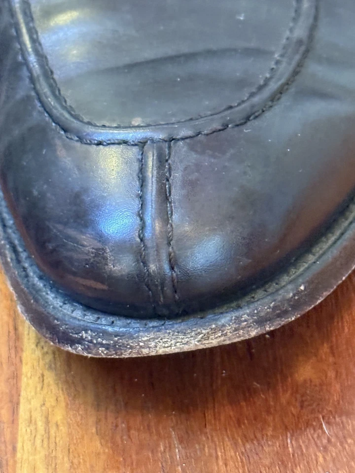 Zapato Johnston & Murphy Optima Para Hombres Talla 9.5 Cuero Negro Delantal Punta Dividida Oxford Foto 3 de 4