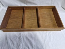 Shallow Wooden Tray With 3 Separated Spaces, Good Condition