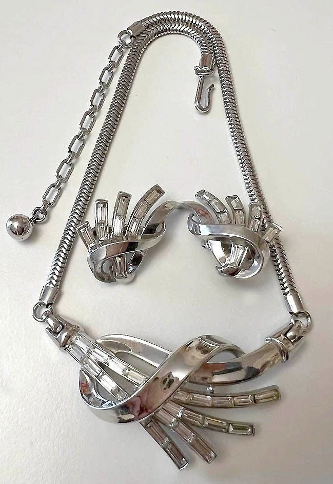 Trifari A. Philippe Pat Pend "Comet collection 1953", collier, orecchini vgt - Immagine 3 di 4