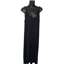 Nicole Miller Women's XL Adjustable Spaghetti Strap Long Black Maxi Dress