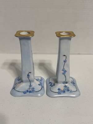 VTG Hutschenreuther Bavaria Hand Painted porcelain candle holders Set of 2