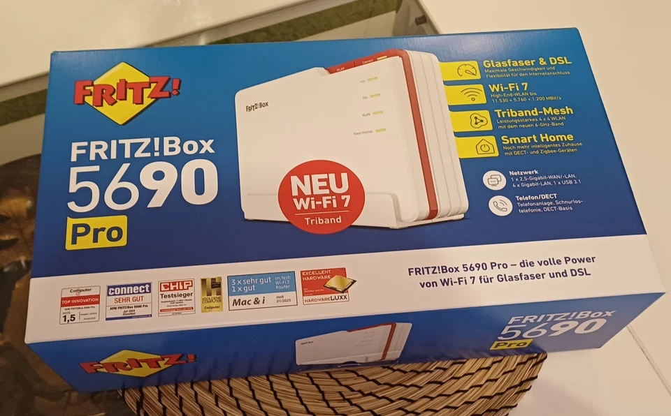 AVM FRITZ!Box 5690 Pro / Wi-Fi 7 / Glasfaser   DSL WLAN Router / versiegelt 