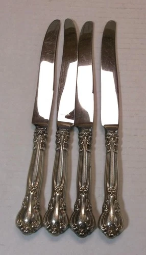 4 Antique 1850-1899 Gorham 'Chantilly' Pattern ~ 9" Sterling Handled Knives