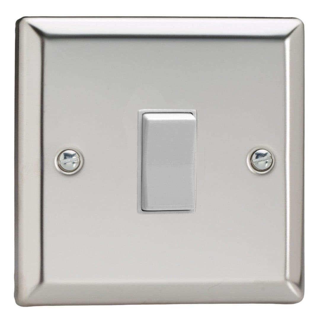 Varilight XCKR1W Classic Mirror Chrome 1 Gang 10A 2 Way & Off Retractive Switch