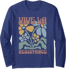 Vive La Resistance Subtle Liberal Protest Cute Flower Long Sleeve Tshirt