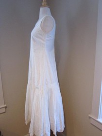 Antique 1910s/20s White Cotton Sleeveless Fitted Slip/Dress Whitework Embroidery