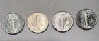 Lot Of Four UNCIRCULATED Full Band Mercury,  1939D 1941D 1942D 1943P ￼ stop Look