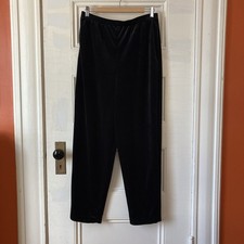Teddi Vintage Polyester Velvet Pants Black Elastic Waist Size XL