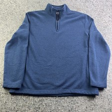 IZOD Saltwater Mens Club Blue Quarter-Zip Pullover Sweatshirt L