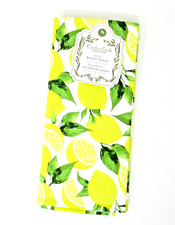 Kitchen Towels 2 pc Set Bright Yellow Lemons on white dish hand 100 Cotton