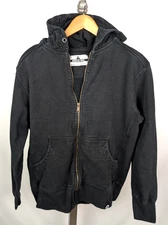AMERICAN GIANT Full Zip Hoodie Jacket Sz L Black Heavyweight Cotton USA Made