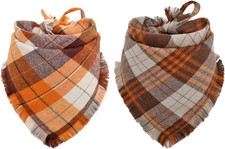 Fall Dog Bandana Autumn Thanksgiving Plaid Reversible Triangle Bibs Scarf Access