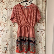 Myan Crossover V-Neck Mini Dress Womens Sz Medium Paisley Lined Made USA EUC!